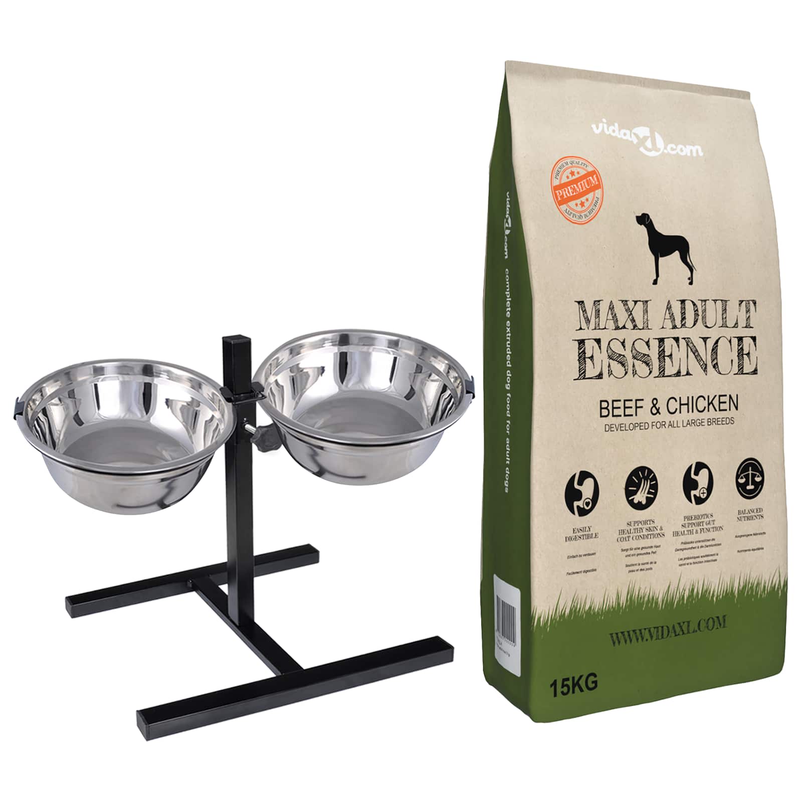 Vidaxl Soporte De Alimentación Y Tazón Con Comida Para Perros Negro/Carne , Leroy Merlin