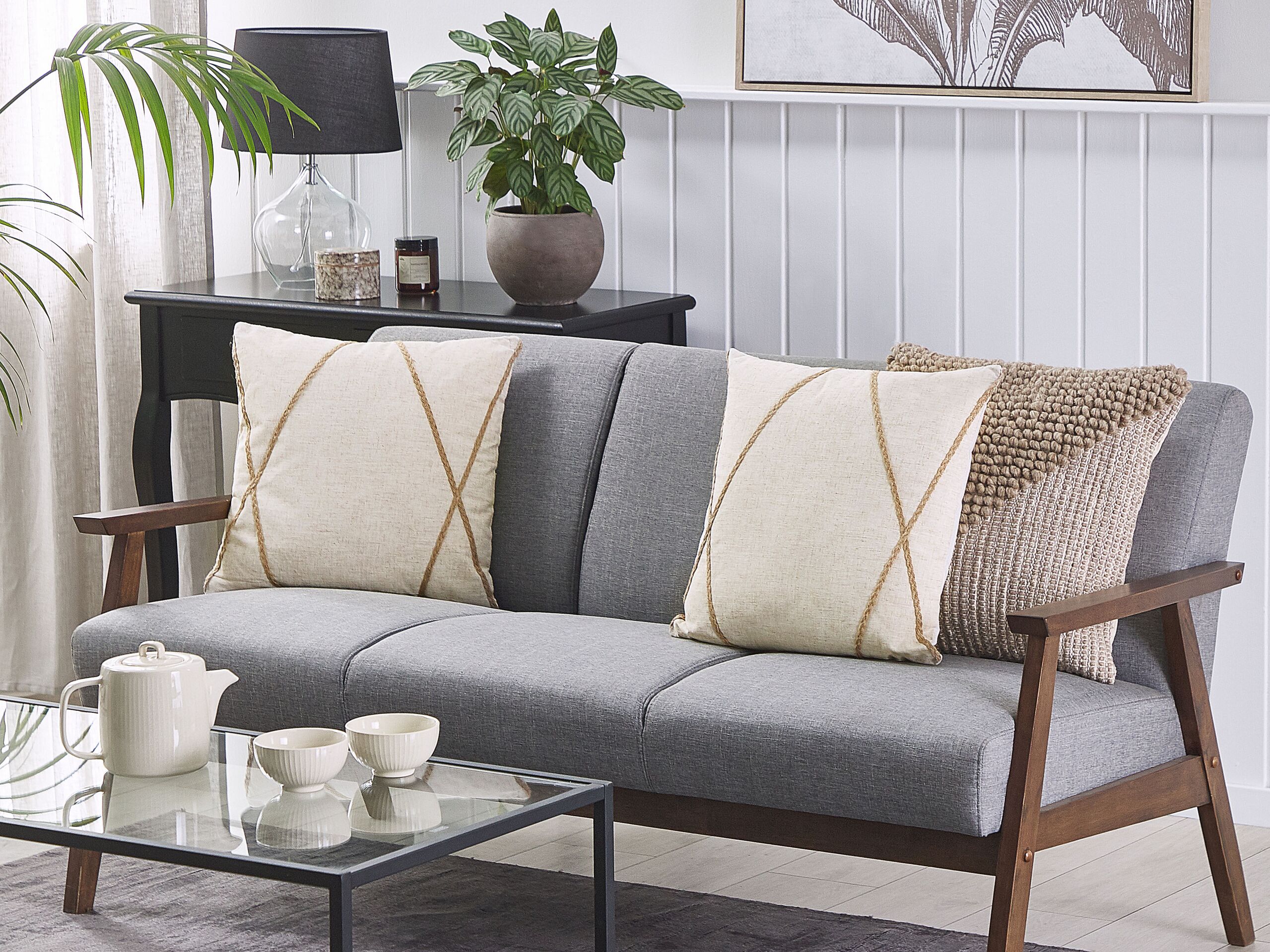 Set di 2 cuscini LICUALA 45 x 45 cm Beige Trama geometrica - 2