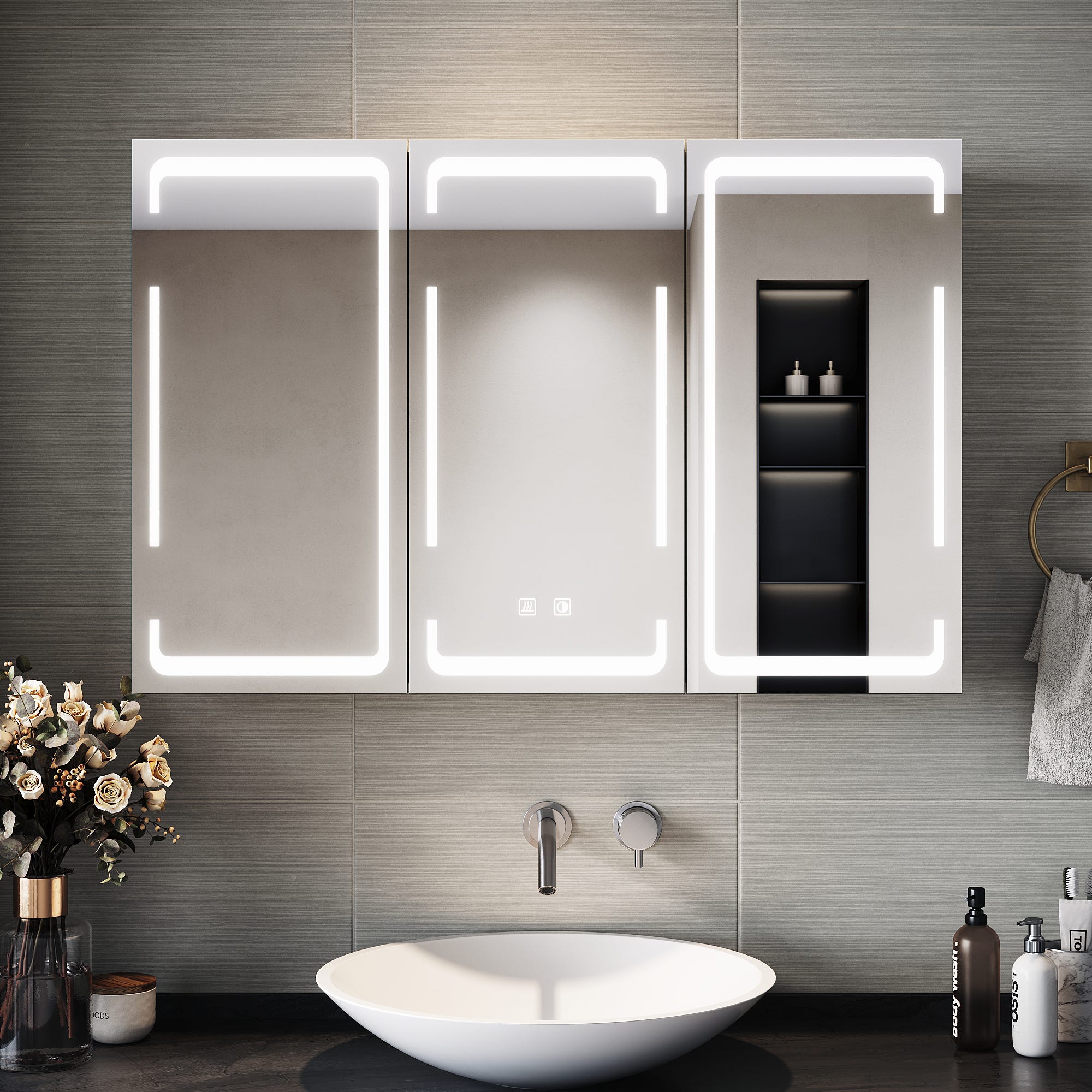 Armoire De Toilette SIRHONA LED Miroir Avec Armoire De Rangement armoire-de-toilette-sirhona-led-miroir-avec-armoire-de-rangement