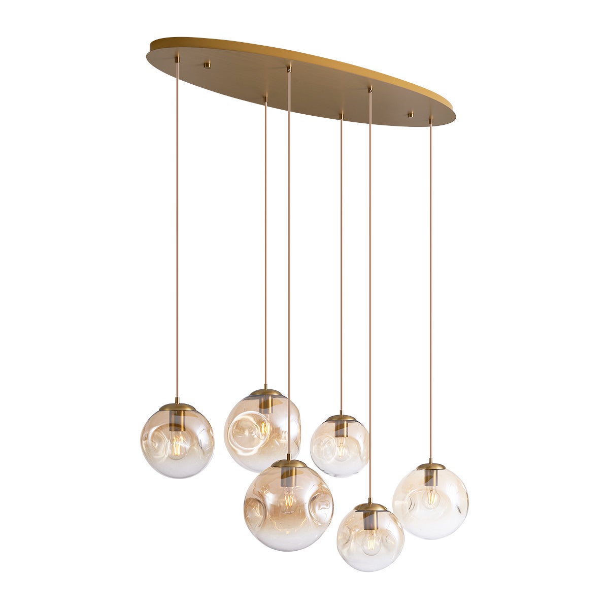 Qazqa artdeco lampa wisząca z kloszem (5 punktów) do stołu jadalnego - Douglass - bursztynowy, max. 15w, e27, z 6 punktami