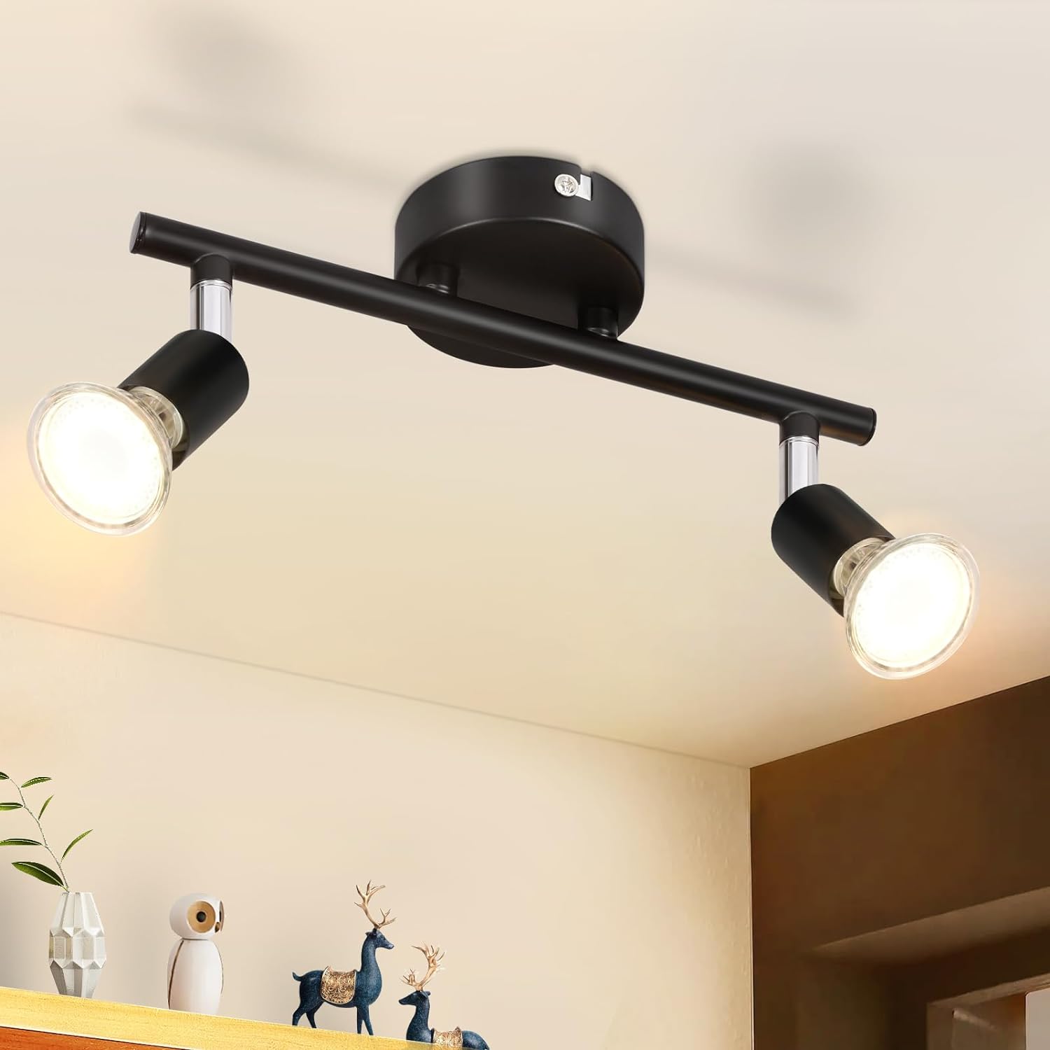 Lampa sufitowa LED lampa sufitowa salonu nowoczesna lampa sufitowa reflektor obrotowy lampa sufitowa stali nierdzewnej żarówka jest dołączona czarna