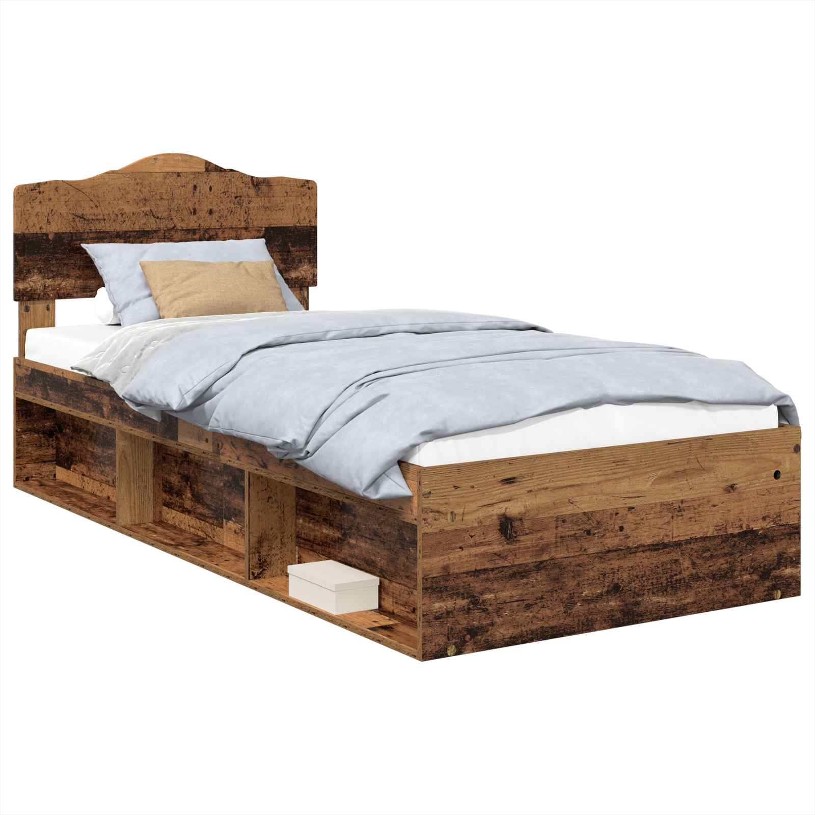 Cadre de lit bois ancien 75 x 190 cm en bois de pin massif - 2