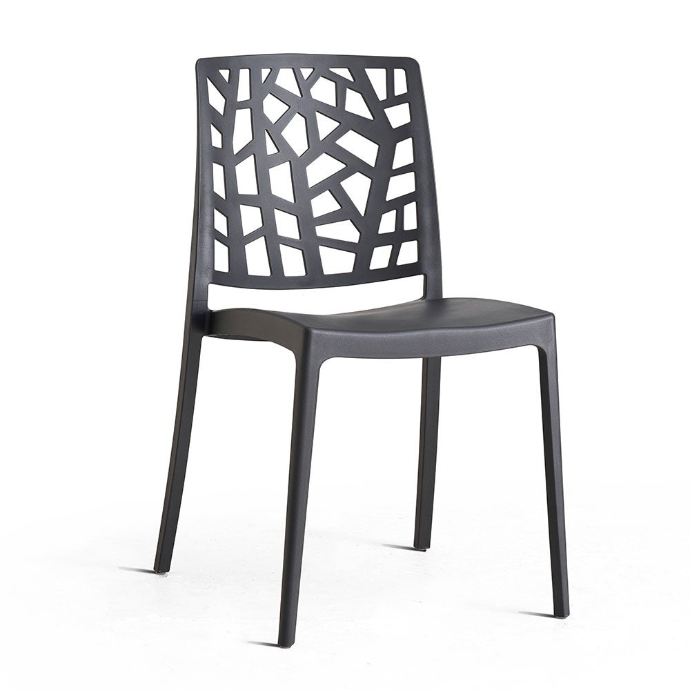 Lot de 4 chaises Trixy de jardin empilables en polypropylène avec fibre de verre noir anthracite - 7