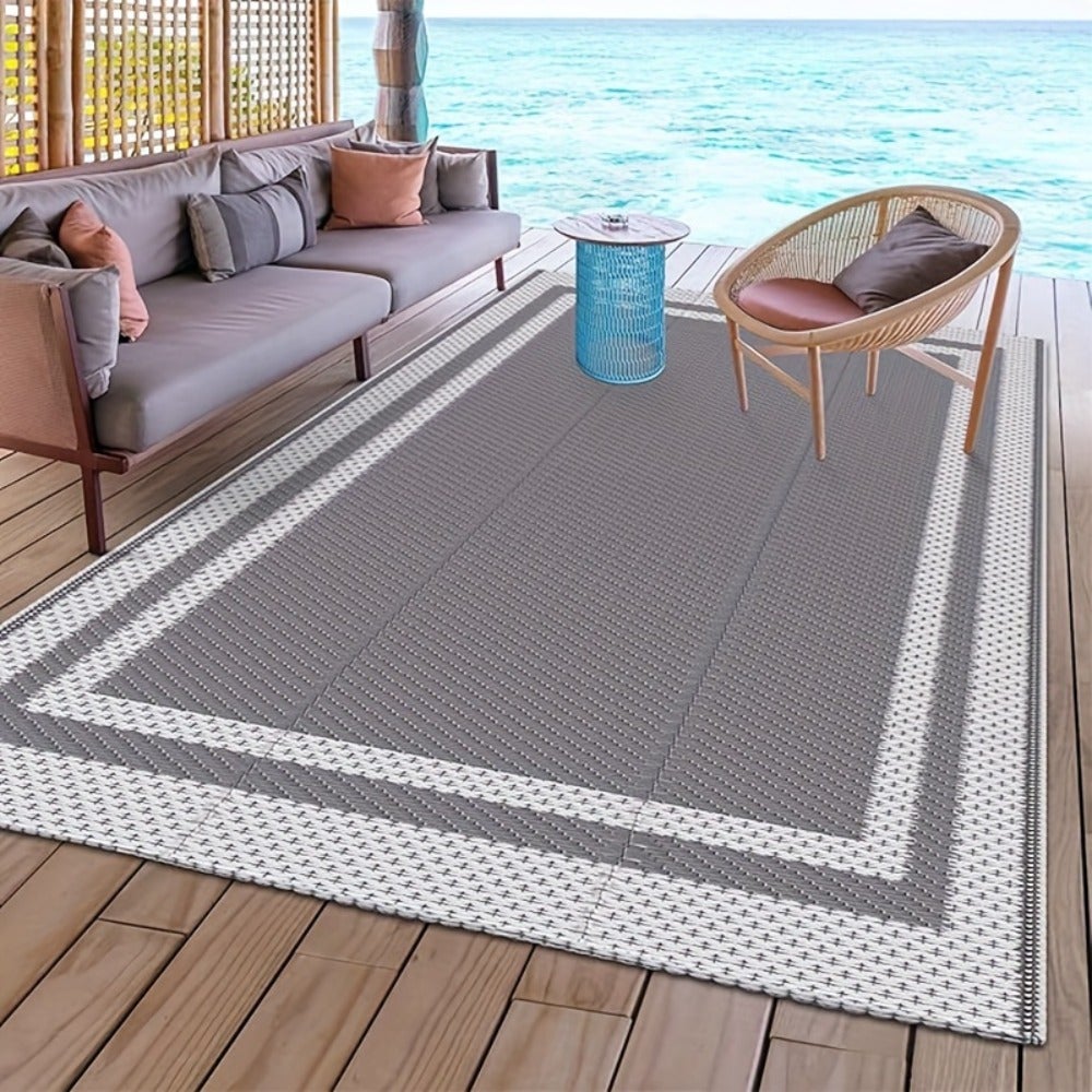 Tapis D'extérieur Pour Toutes Les Saisons,Texture Tissée,Idéal Pour Les Balcons,Terrasses,Camping-cars,Pique-niques Et Tapis Décoratifs,122x183cm - 2