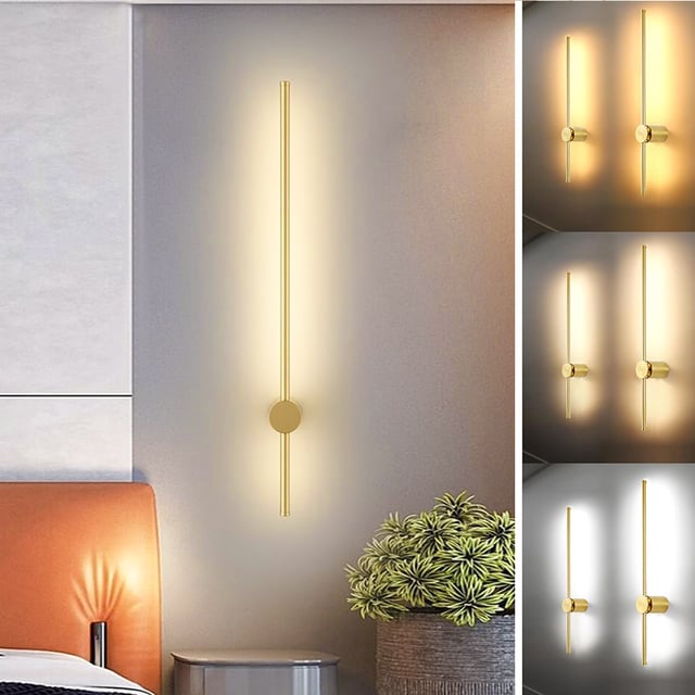 Kinkiet LED 60 cm, obrotowy lampka nocna 350°, dekoracyjne oświetlenie wewnętrzne, 3 regulowane temperatury barwowe, złoty