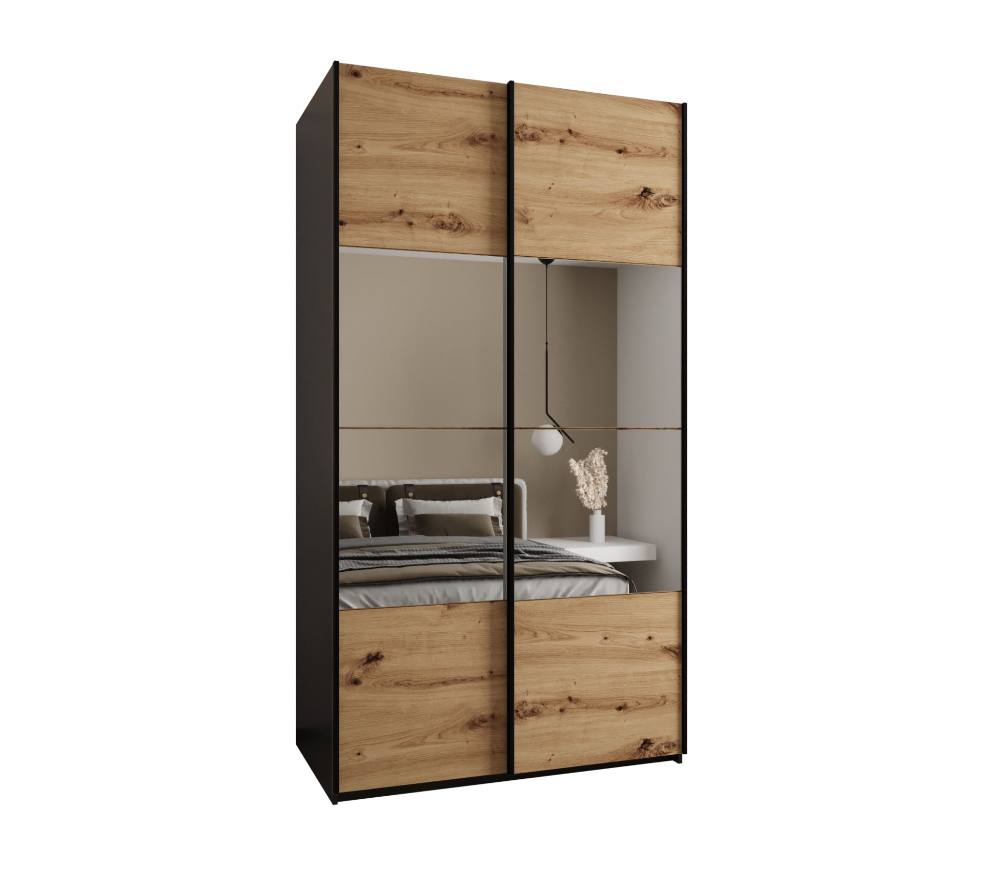 Szafa przesuwna wysoka Lux 4 140 x 64 x 245,5 cm czarny + artisan + u. czarny - Abiks Meble
