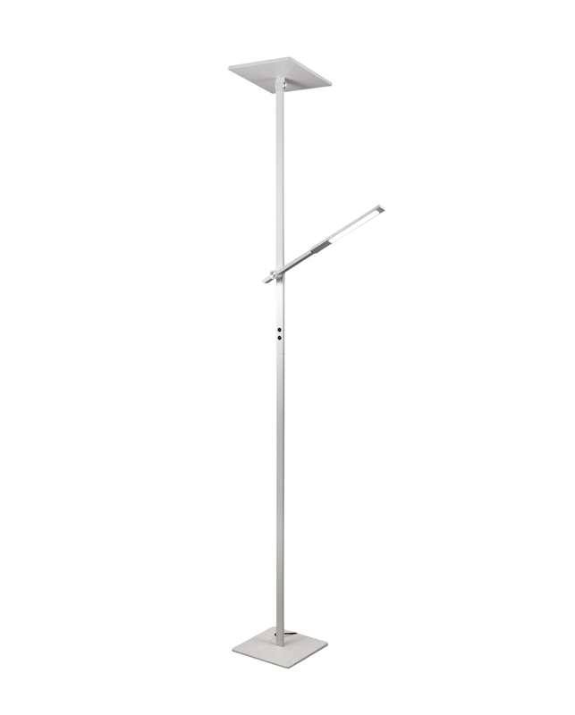 Ideal - Biała metalowa lampa stojąca LED wys. 180 cm Fabas Luce - 2 lampy 40 W i 8 W ze zintegrowaną diodą LED 3000 K