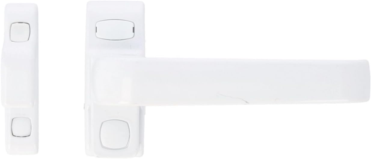 Poignée de verrouillage pour portes et fenêtres Mod. | 122 x 70 mm | Rosace | Droite | Portes et fenêtres intérieures | Sans équerre | Aluminium blan - 2