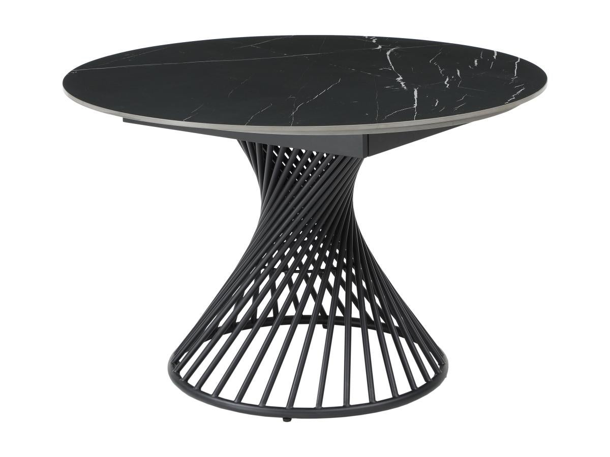 Tavolo Da Pranzo Rotondo Alix 110 Cm - Piede Ragno In Metallo Nero, Piano In Legno, Per 6 Persone