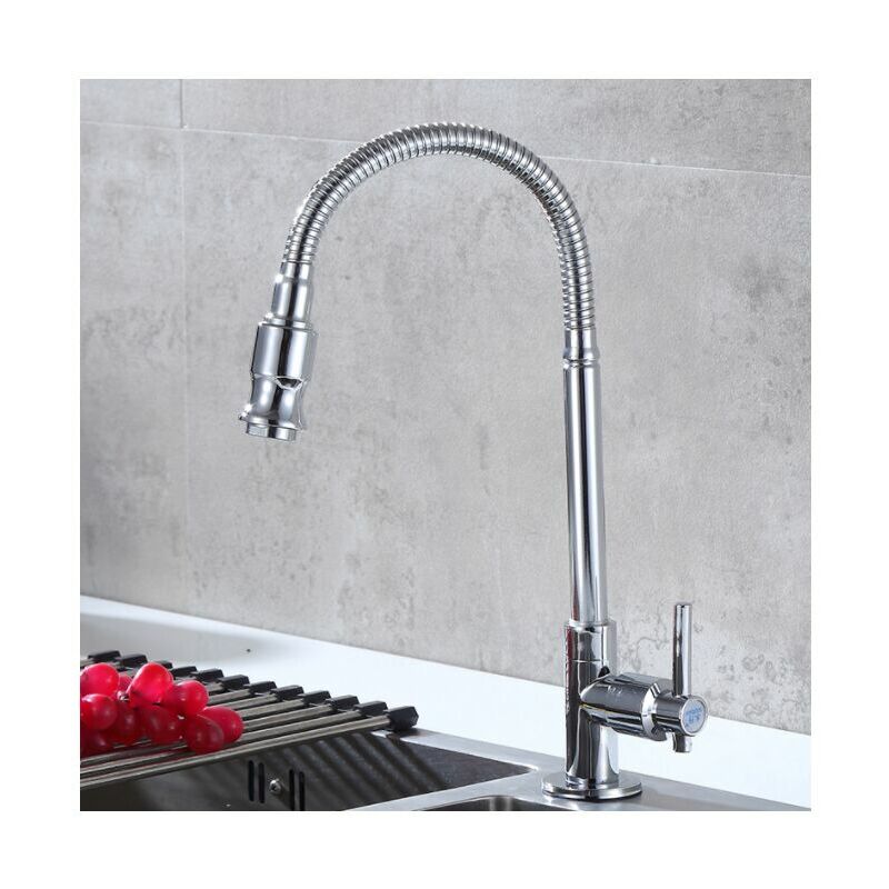 Robinet de cuisine extérieur 360 ° rotatif monotrou monocommande robinet de cuisine eau froide robinet de lessive cuisine simple robinet d'e - 2
