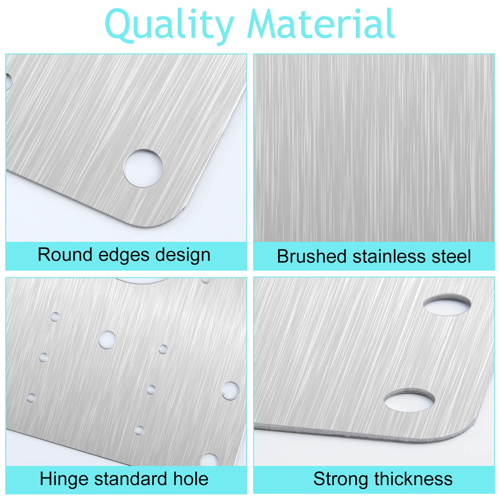 Plaque de réparation pour charnières de meubles 9x9 cm en acier inoxydable 2-pack - 3