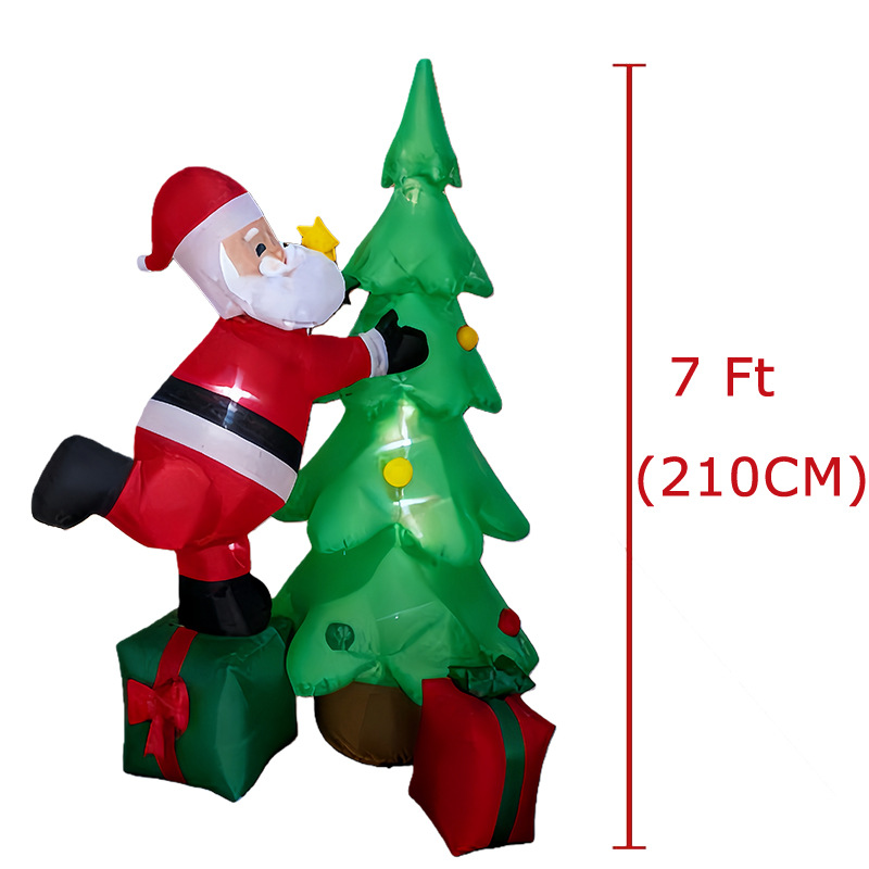 Decorazione natalizia gonfiabile da esterno da 210 cm, Babbo Natale gonfiabile, albero di Natale, confezione regalo con luce LED, Impermeabile - 2