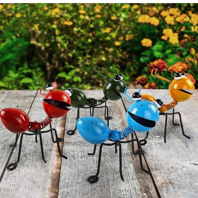 Sinolofty - Formiche In Metallo Decorative, Da Parete, 4 Pezzi, Colorate Statuette Creative Di Insetti, Statua A