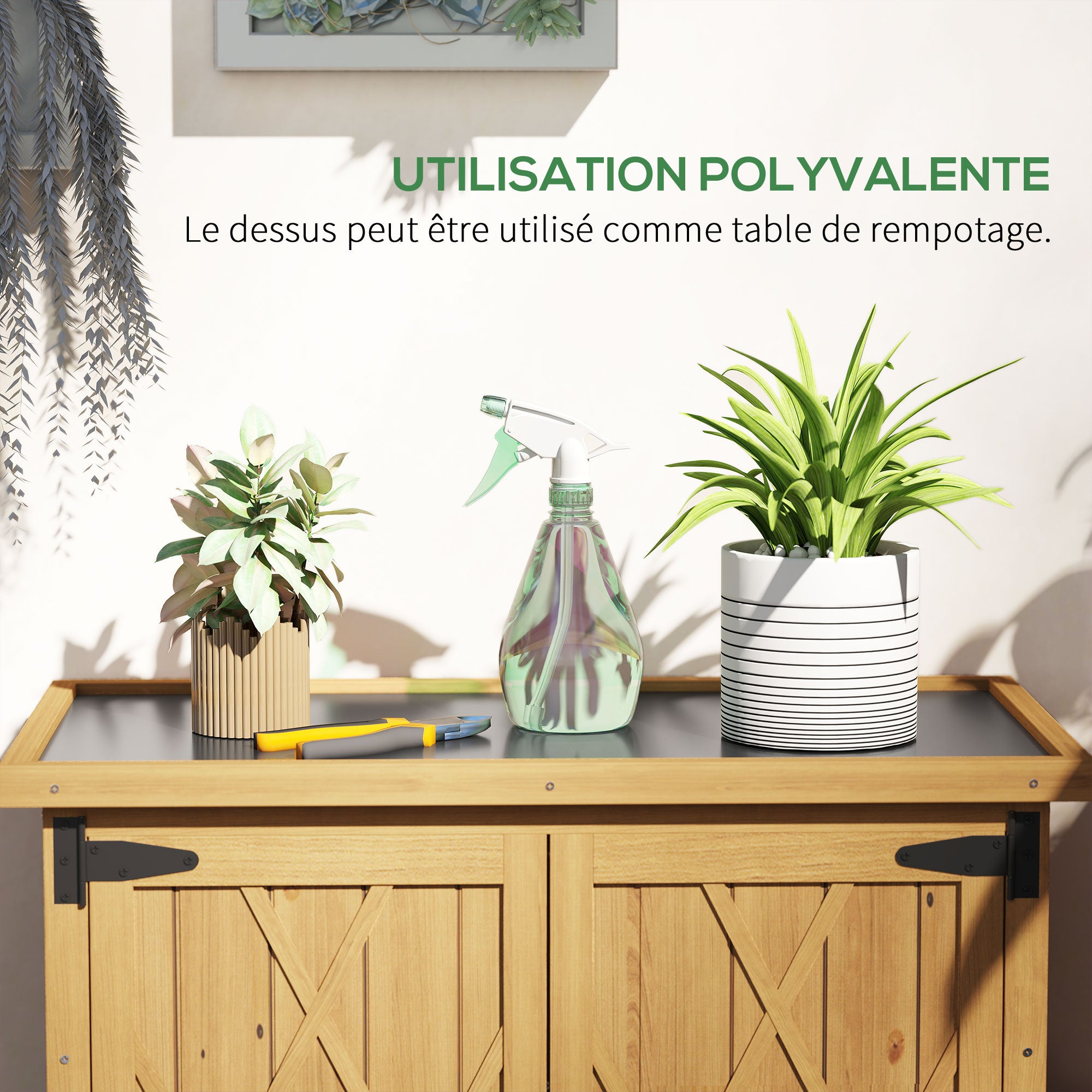 Armoire de jardin en sapin jaune Outsunny - 8