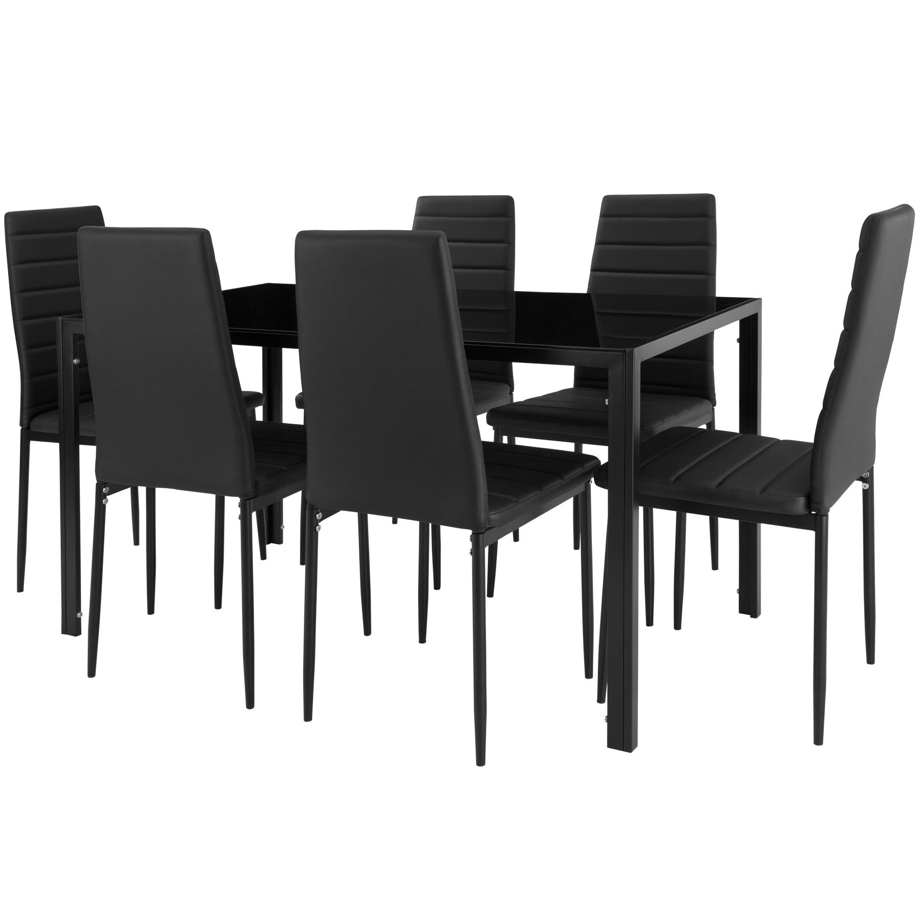 Ensemble table et chaises en acier 8 places avec siège rembourré et revêtement en cuir synthétique TECTAKE - 2