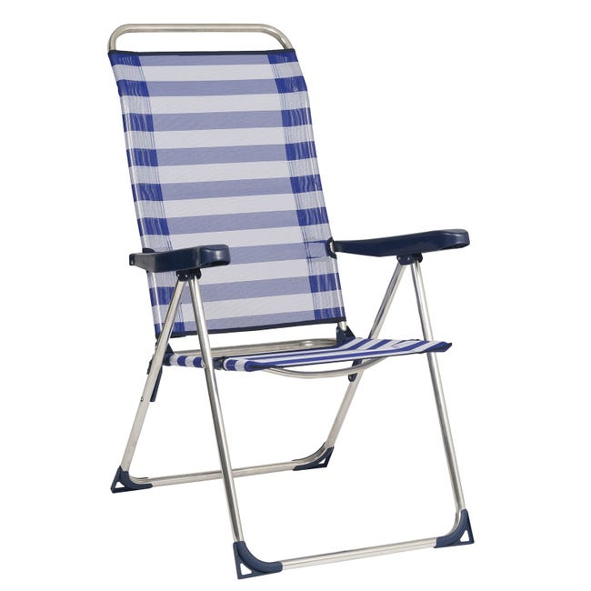 Sdraio Multiposizione in alluminio Tumbona Bianco Blu Leroy