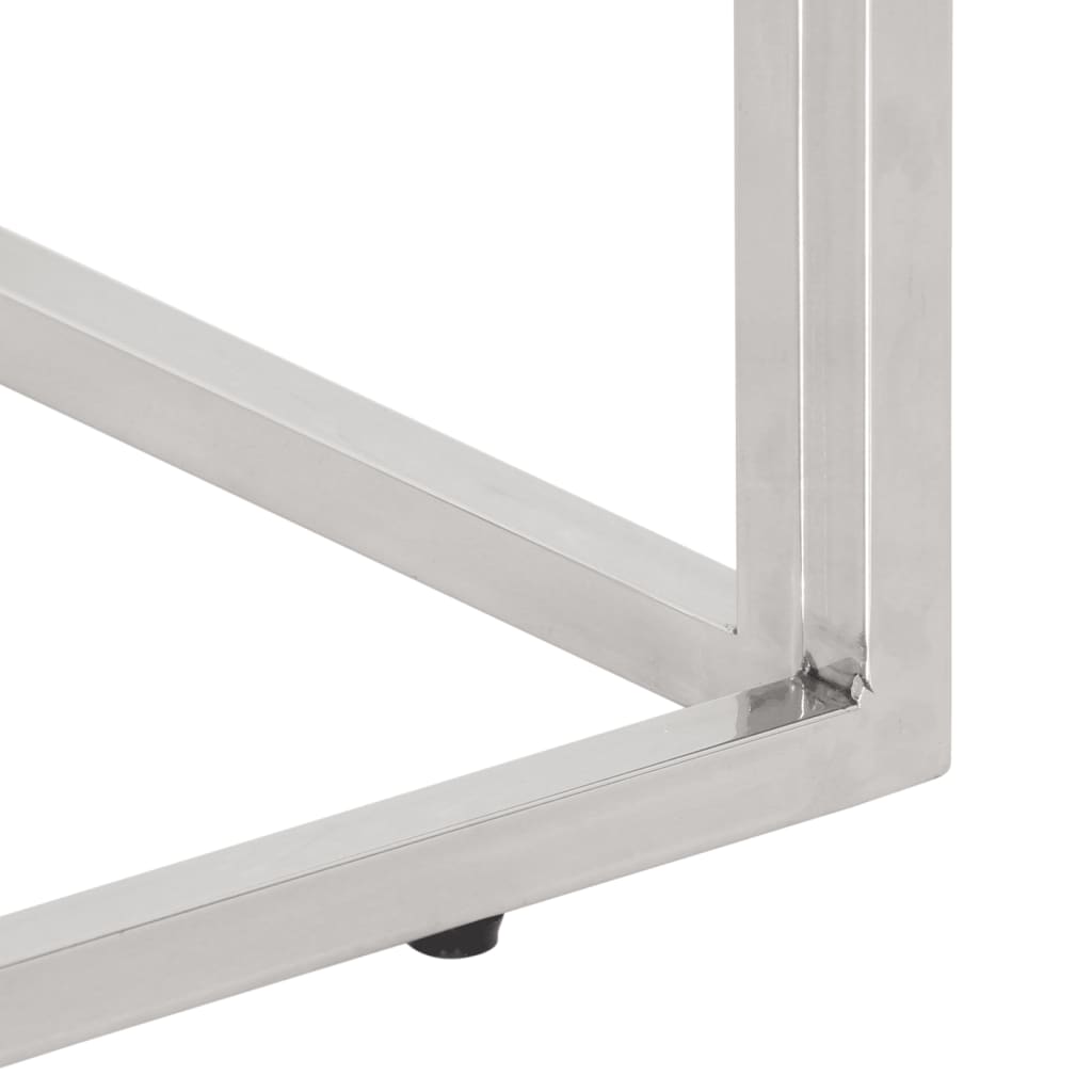 Table console argenté acier inoxydable/bois massif récupération - 7