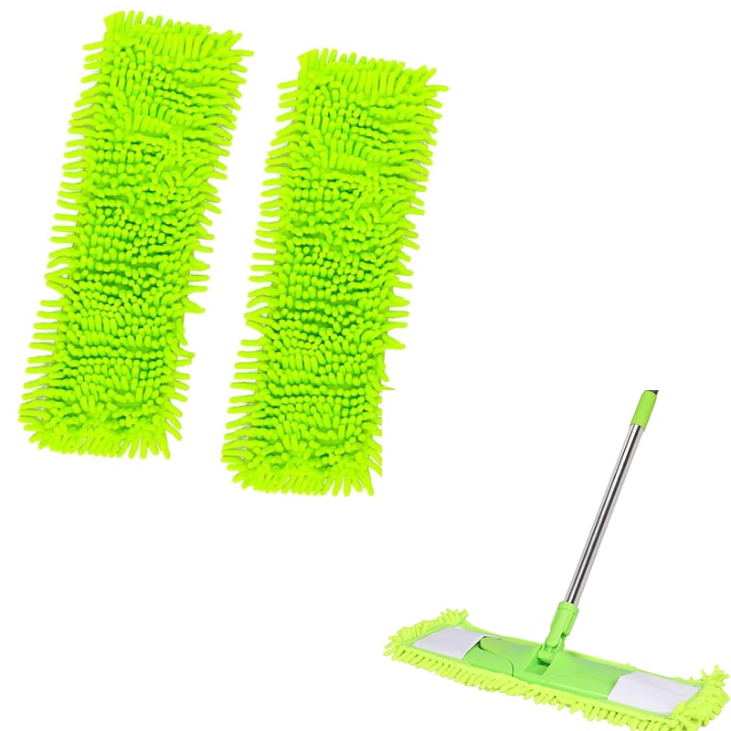 Nakładka na mop z szenili/mikrofibry 40 x 12 cm – zielona – zmywalna i wielokrotnego użytku do podłóg, opakowanie 2 szt.