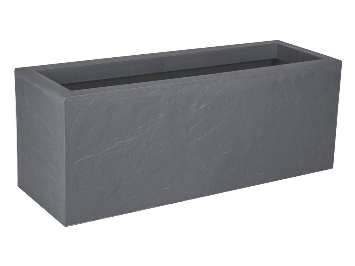 EDA Jardiniere Volcania'Up 57 L - Décor Imitation Pierre - 79,5 x 29,5 x 29,5 cm - Gris galet - 4