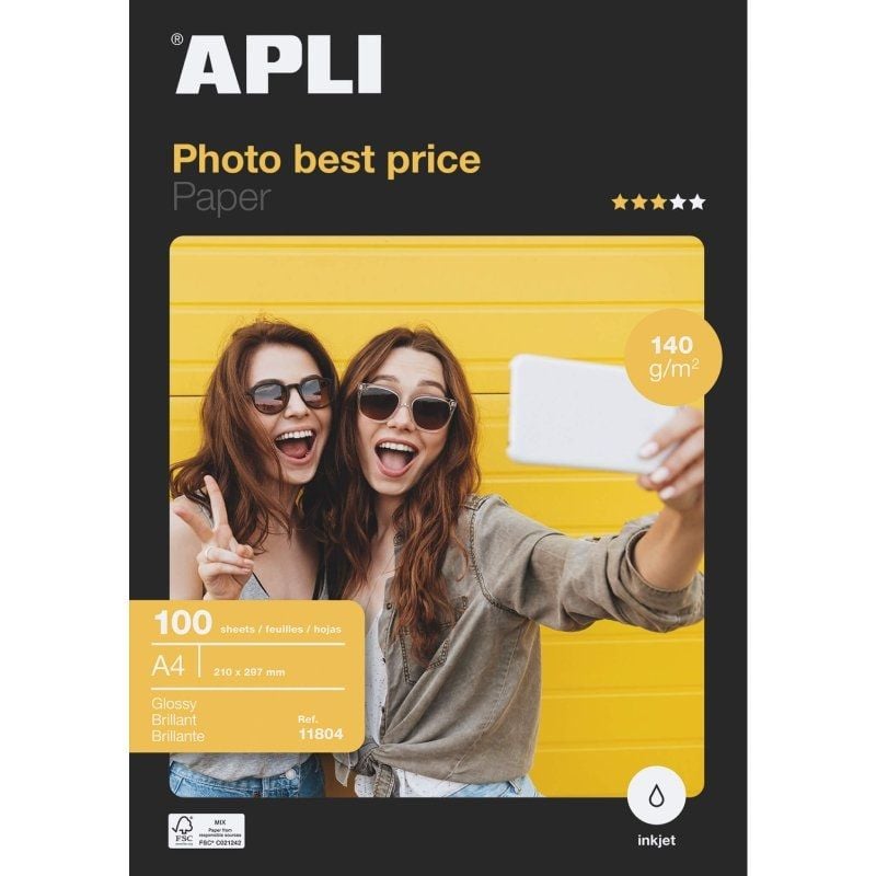 Papier Photo Brillant A4 - 100 Feuilles 140g/m² - Pour Imprimante Jet D'Encre - Qualité Supérieure