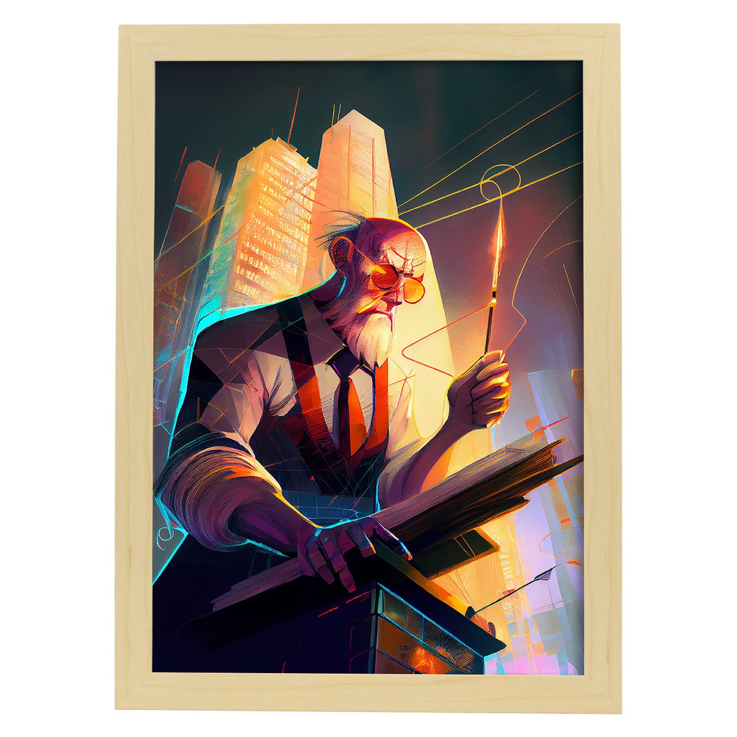 Nacnic poster de arquímedes en estilo retrato a todo color ilustraciones y caricaturas de inventores y creadores históricos diseño y a4 marcos madera