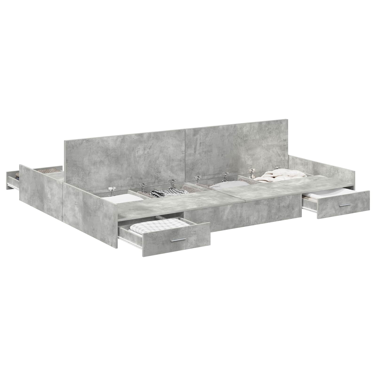 Cadre de lit avec rangement et tiroir gris béton 140 x 200 cm - 2