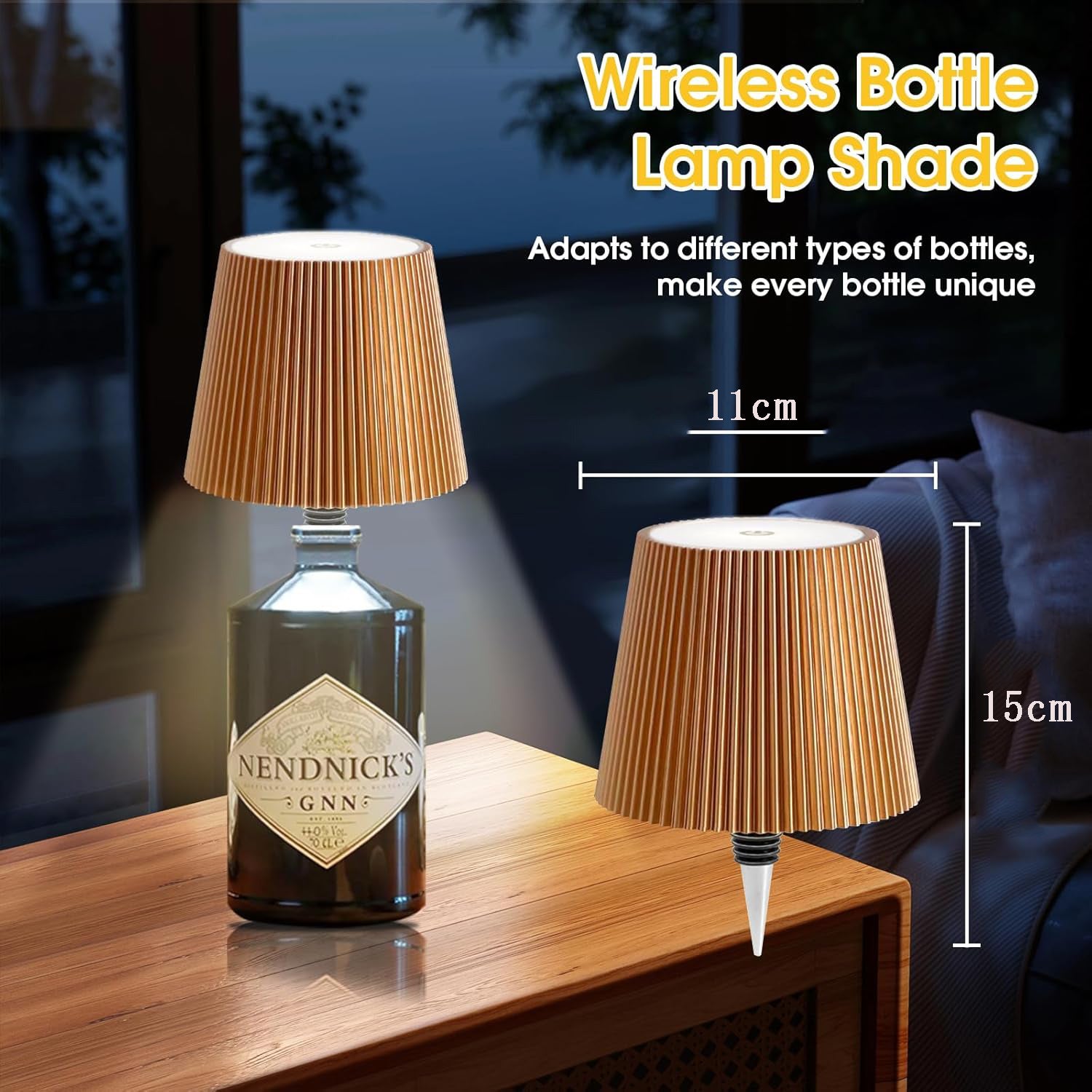 Luce per bottiglia di vino senza fili, luce per bottiglia di vino a LED, luce ricaricabile per bottiglia di vino touch, 3 temperature di colore (oro) - 3