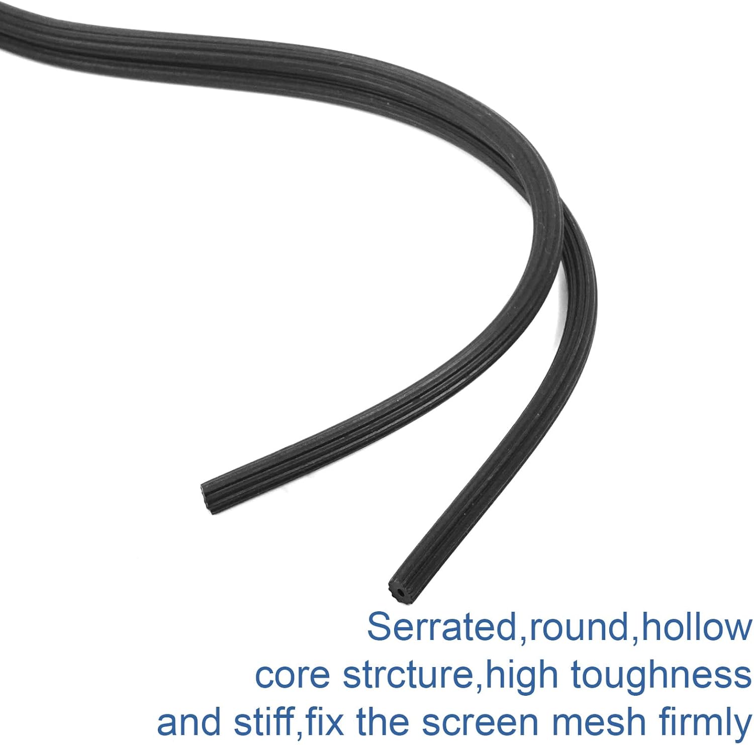Joint rond noir pour moustiquaire 3,2 mm x 30,5 m, cordon de réparation pour cadre moustiquaire, fenêtre, porte et écran - 4