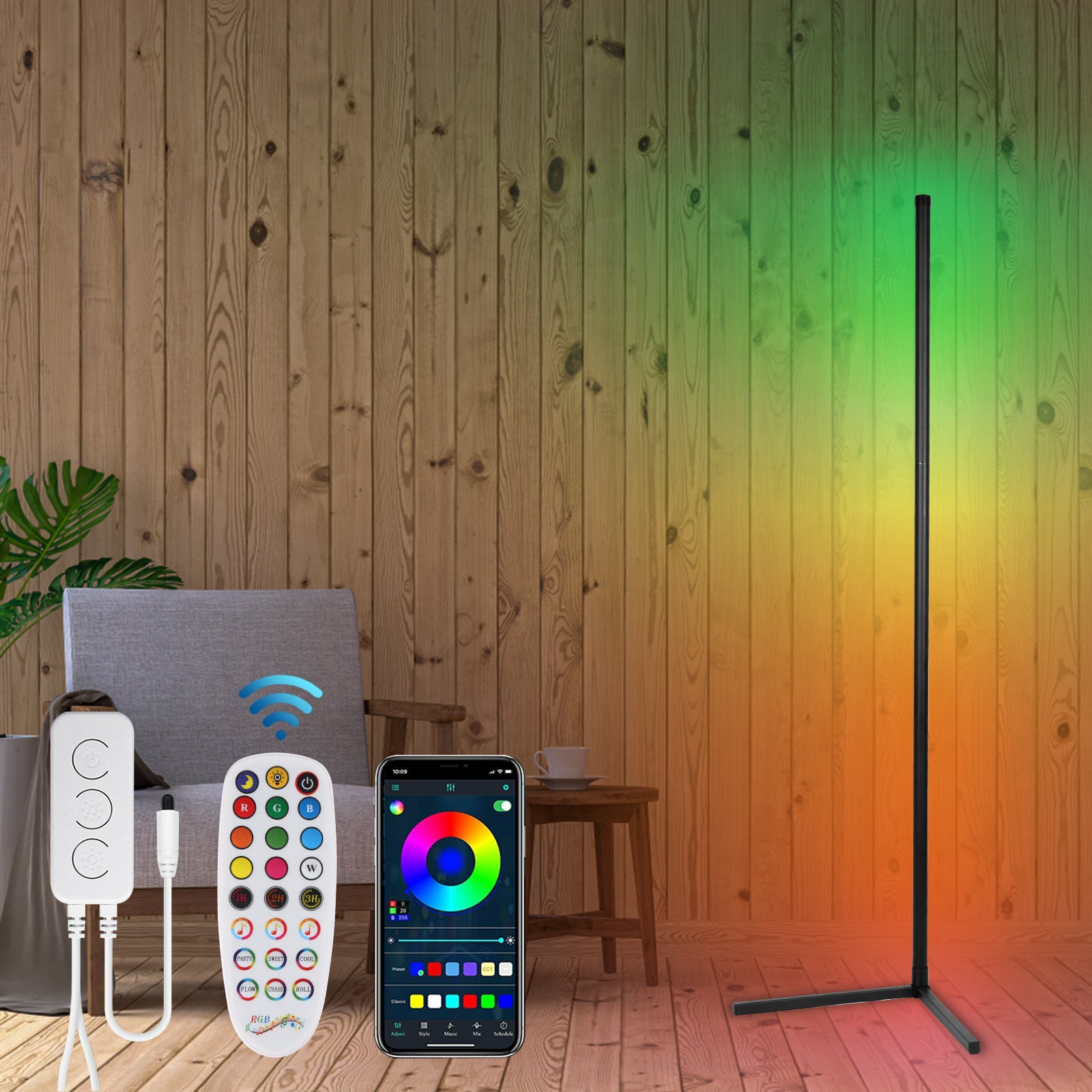Lampada Da Terra Angolare LED Dimmerabile RGB - Lampada Smart Per Salotto Con Sincronizzazione Musicale E Controllo Remoto - Foto 10