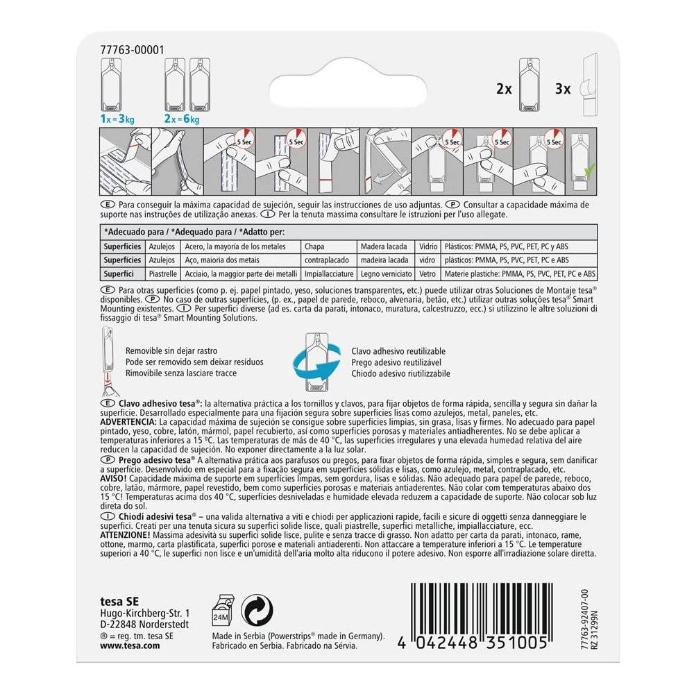 CLIP-STRIP CLOU ADH 3K SUP LISSE BLANC BLIST 2 - 3