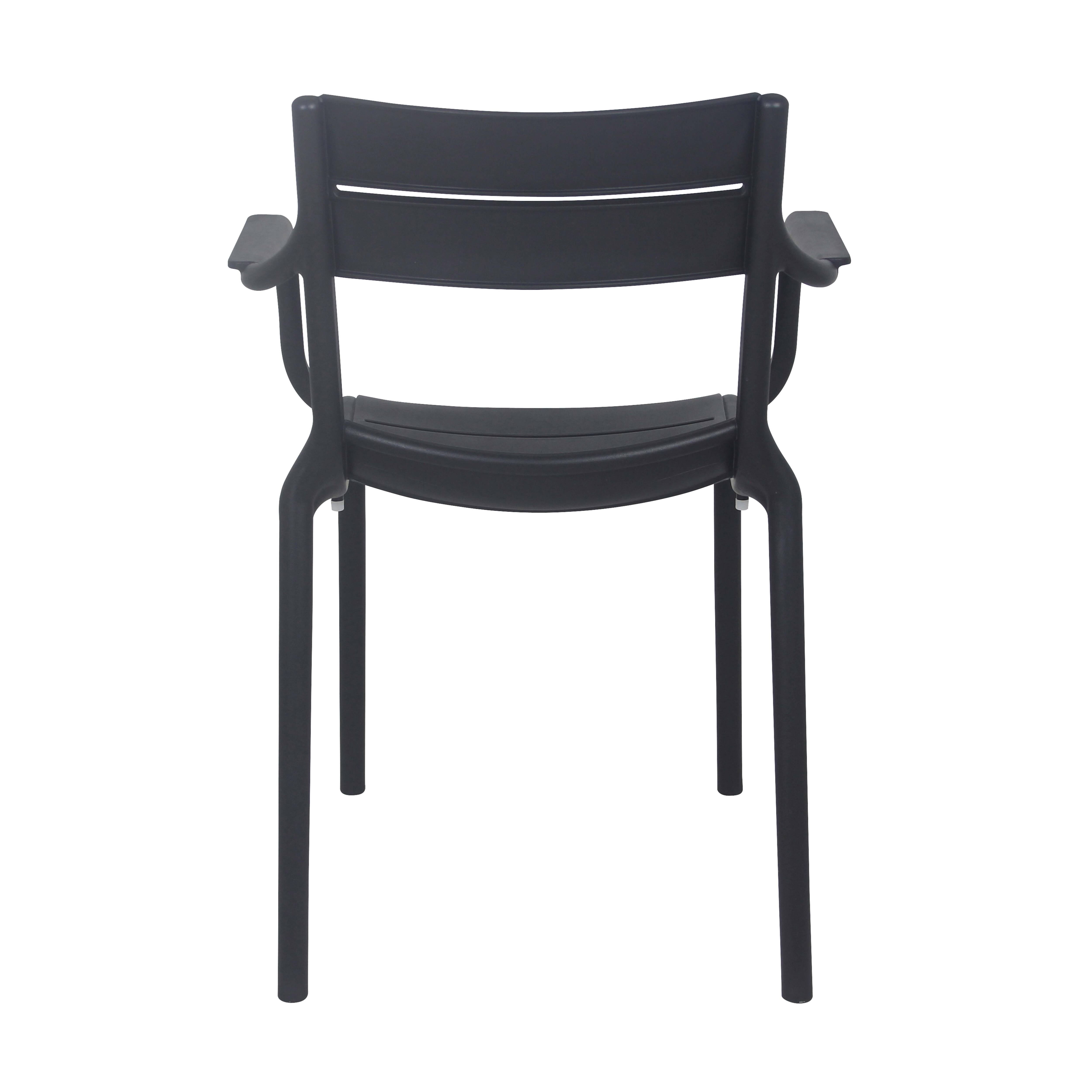 Lot de 4 fauteuils de terrasse en plastique noir - 5