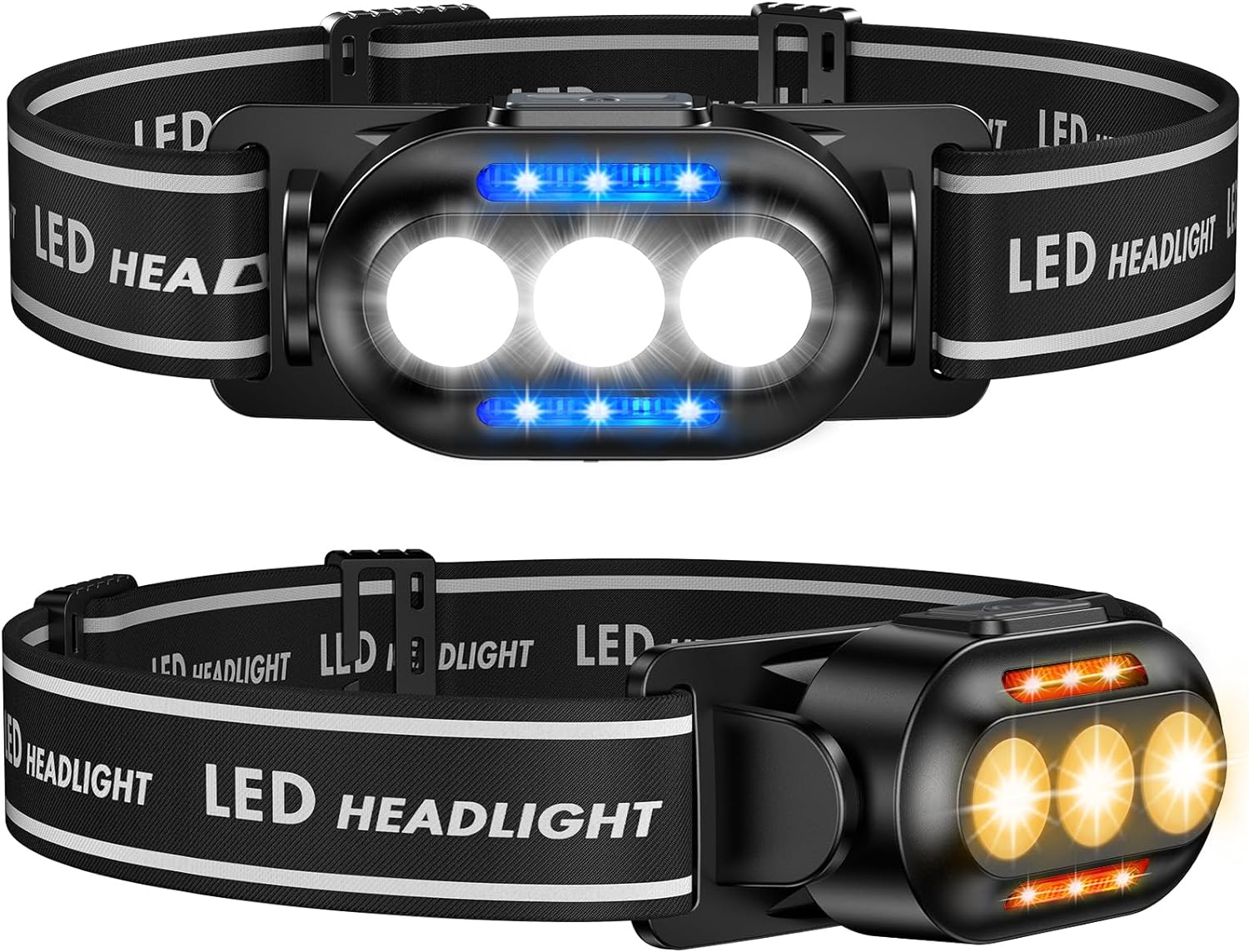 Szt Latarka czołowa lumenów USB do ładowania z czujnikiem LED trybów Latarka czołowa ze światłem czerwonym regulowana o wodoodporna joggingu kemping