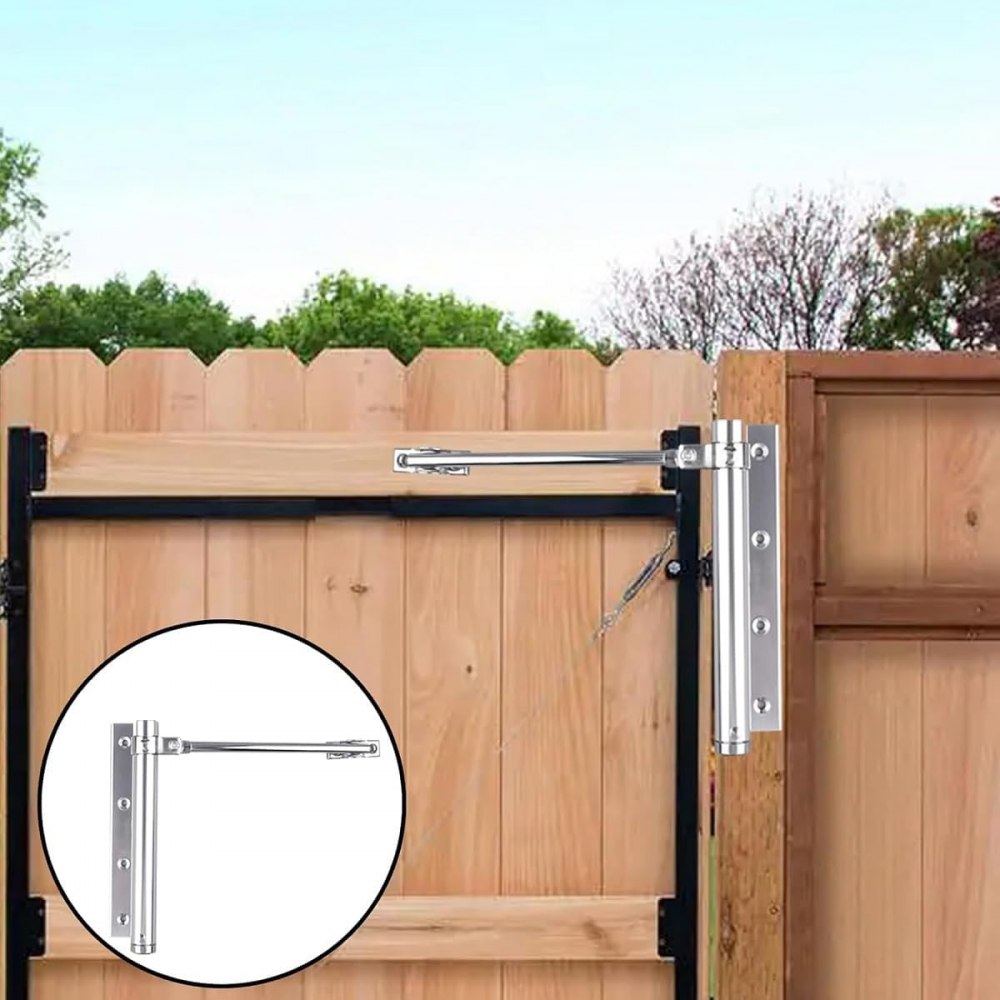 Ferme-porte hydraulique - Acier inoxydable - Ferme-porte intérieur - Avec vis et clé Allen intégrée - Capacité de charge 40 à 50 kg - Ressort de porte - 7