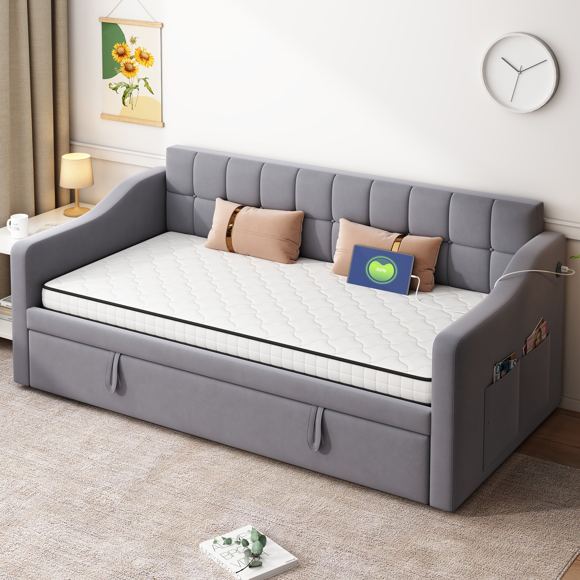 Materac kieszeniowy 90 x 200 cm - Moduły ergonomiczne i podparcie lędźwiowe, grubość 10 cm - Twardość H3 (średnio twardy) - Biały - 4