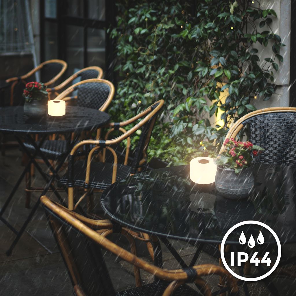 Lampe de table LED rechargeable RGB - IP44 - 70x70 mm - Noir - 4 modes tactiles - blanc chaud - couleurs - 1,5W - 100lm - B.K.Licht - 4