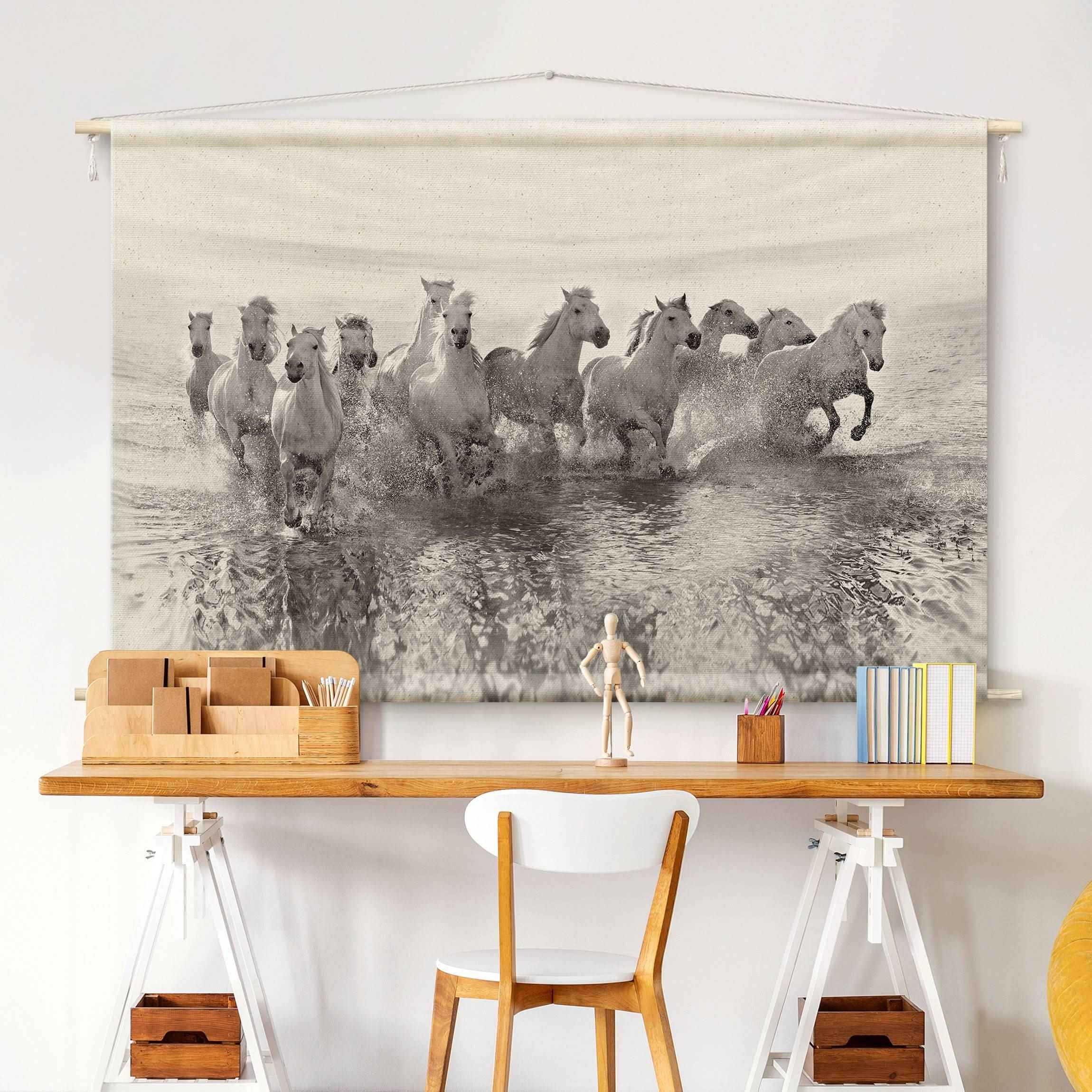 Arazzo da parete - Cavalli bianchi nel mare 145 x 95 cm | Leroy Merlin