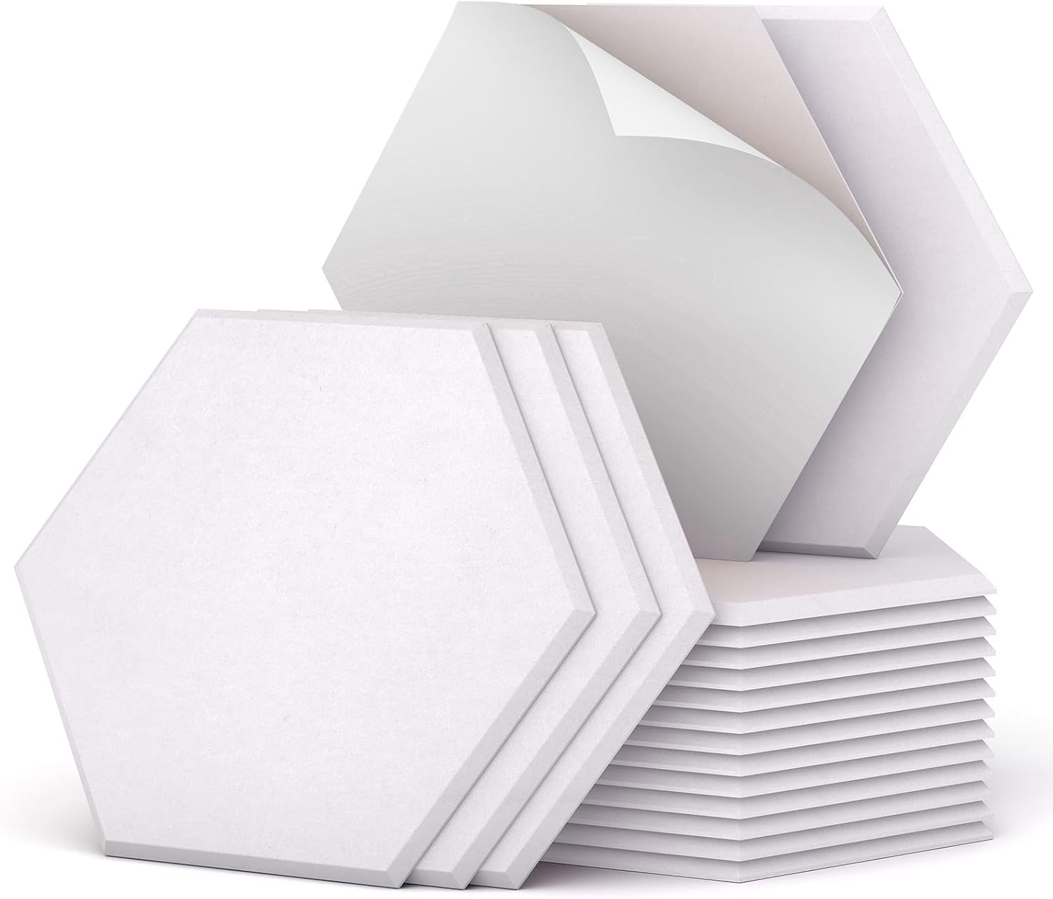 Sześciokątne panele dźwiękochłonne, odpowiednie do studiów, biur i domów, 18 sztuk, 30 x 26 x 1 cm, białe