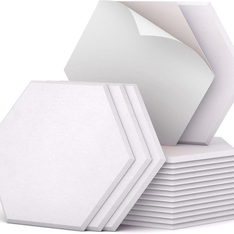 Sześciokątne panele dźwiękochłonne, odpowiednie do studiów, biur i domów, 18 sztuk, 30 x 26 x 1 cm, białe