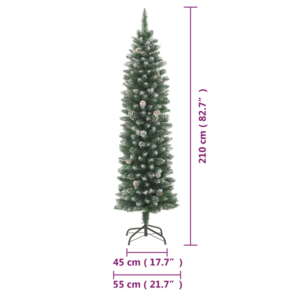 vidaXL Albero di Natale Artificiale Sottile con Base 210 cm PVC - 7