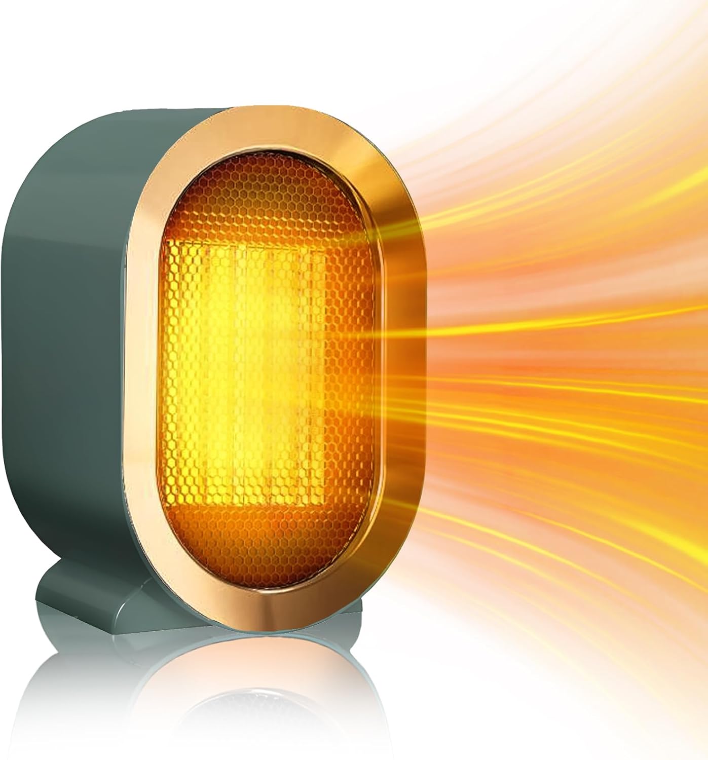 Nagrzewnica PTC z 2-sekundowym czasem nagrzewania, mini ceramiczna nagrzewnica 1200 W, odpowiednia do sypialni, salonu i biura (zielona)