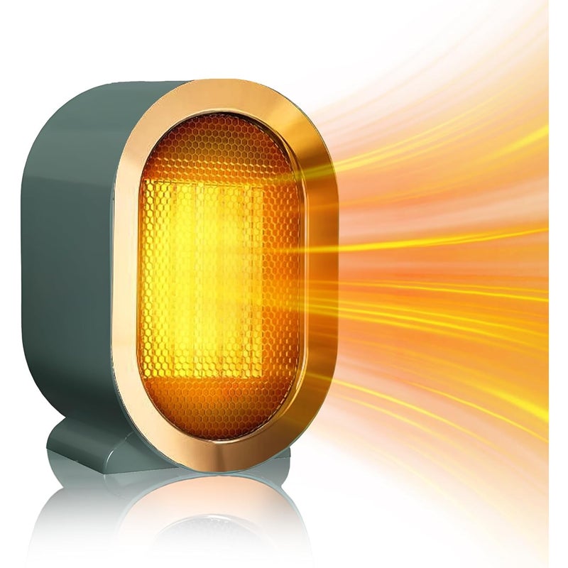 Nagrzewnica PTC z 2-sekundowym czasem nagrzewania, mini ceramiczna nagrzewnica 1200 W, odpowiednia do sypialni, salonu i biura (zielona)