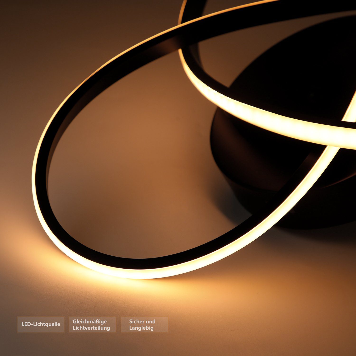 NETTLIFE Lampa sufitowa LED ściemnialna 33W Czarna lampa z pilotem Nowoczesna lampa do sypialni 40cm do salonu, przedpokoju, gabinetu - 8