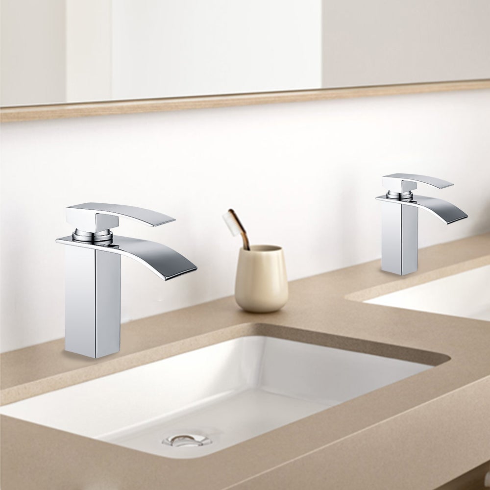 Rubinetto da bagno a cascata Miscelatore lavabo in ottone Rubinetto a due vie cromato - 9