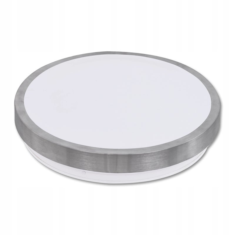 Plafon sufitowy LED 2x E27 Solen 33cm IP44 czujnik ruchu DIP natynkowy okrągły srebrny lampa MasterLED