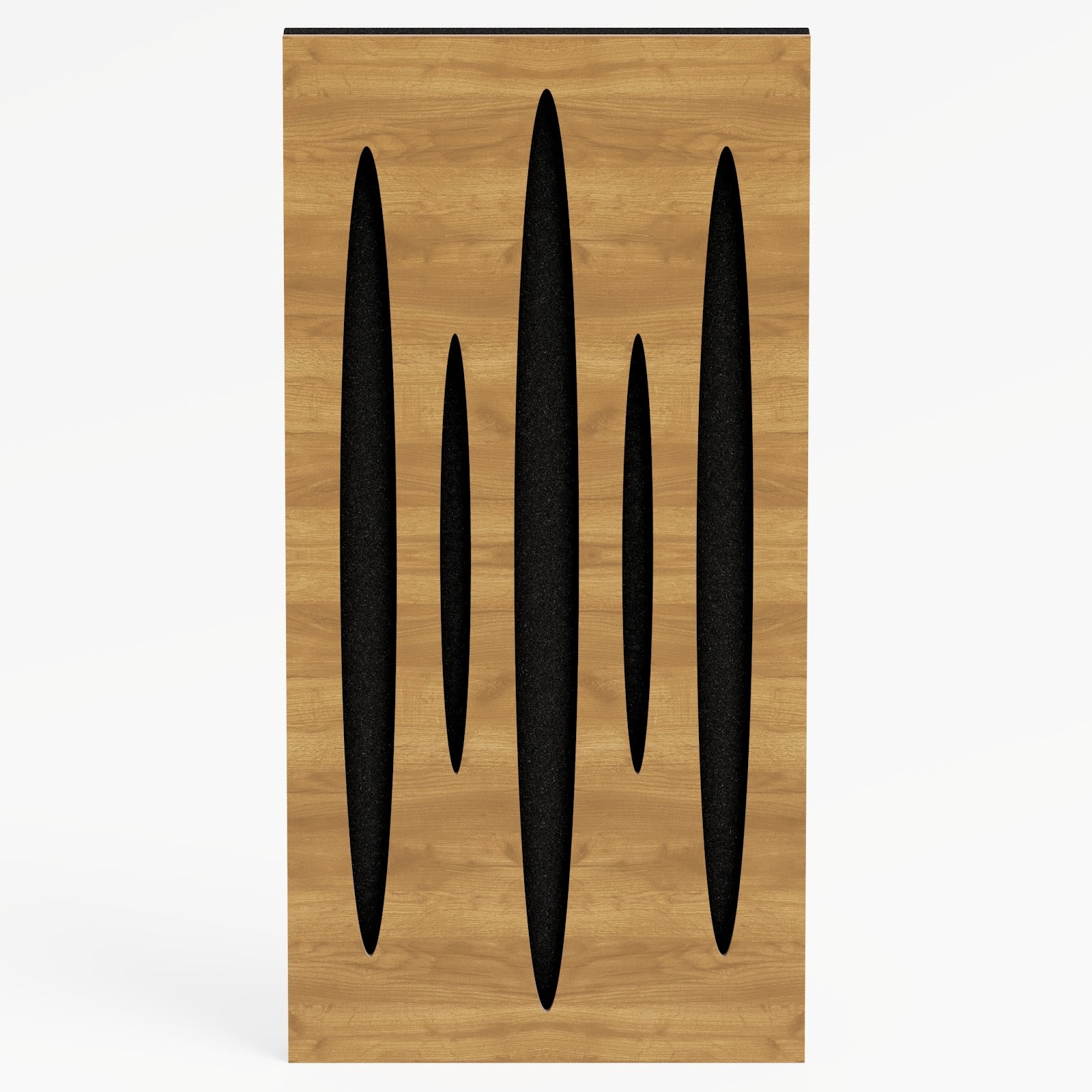Lot de 4 Panneaux acoustiques étroits insonorisants PULSAR 50x25x3 cm -0,5 m² surf.totale -MDF perforé laminé et mousse acoustique -Chêne - 2
