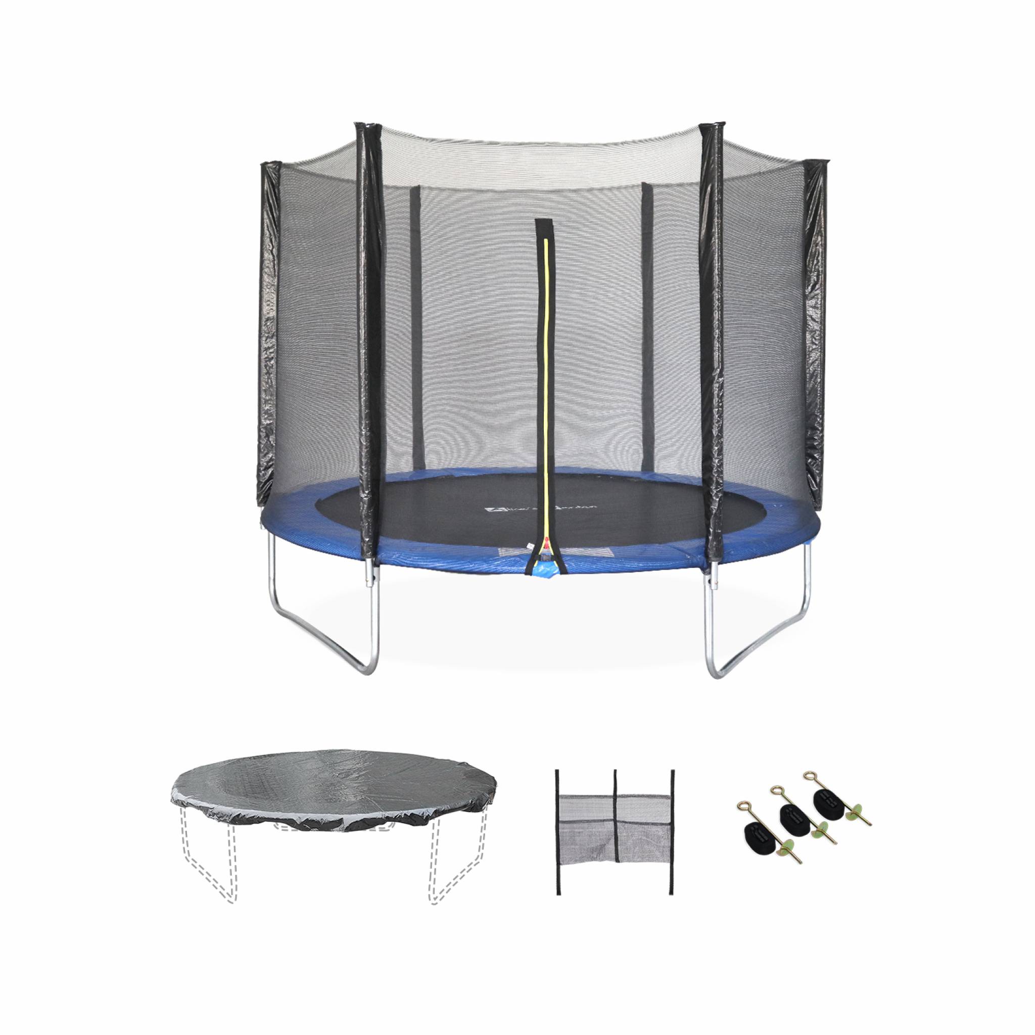 Sweeek Trampoline 250 Cm Vert Avec Filet De Protection, Bâche Et Kit D'Ancrage - Sécurité Et Fun Garantis