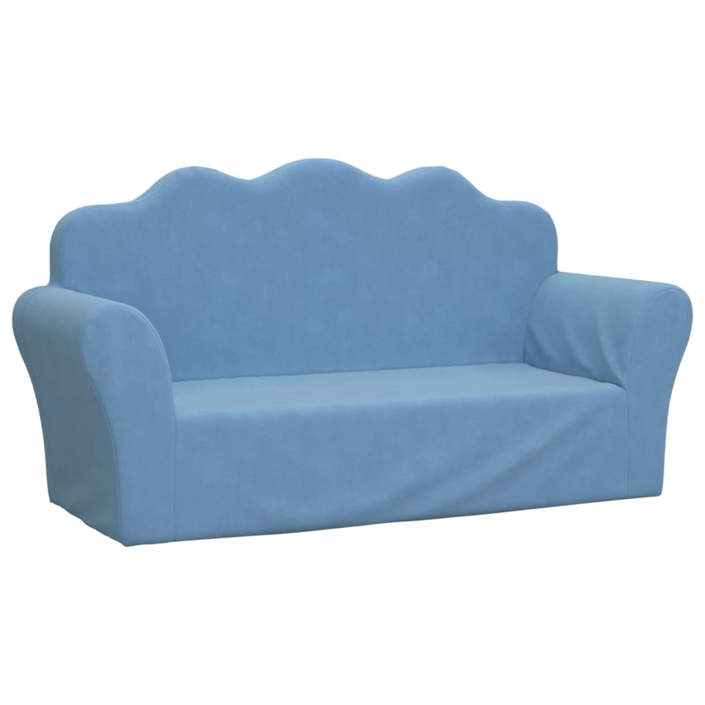 Sofá para niños de 2 plazas | sofá de salón | sofá de descanso de felpa suave azul cfw51499