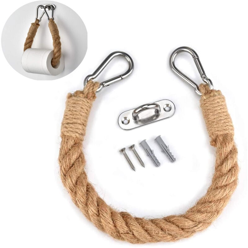 Uchwyt na papier toaletowy - dekoracyjny uchwyt na ręczniki z konopi przemysłowych - do toalety, łazienki i wanny