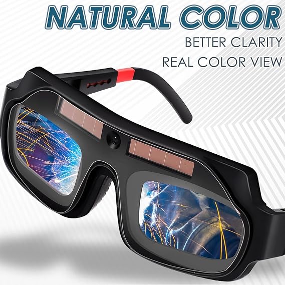 Lunettes de soudure - Lunettes de soudure avec auto-obscurcissement - Protection oculaire légère et flexible résistante aux UV pour travaux de const - 4