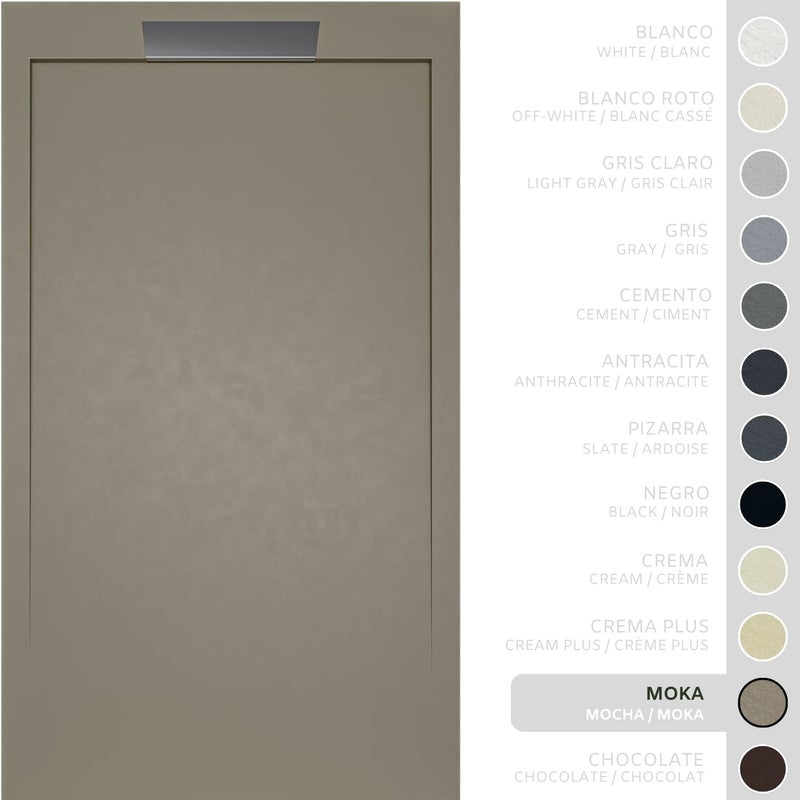 SOULHOME Brodzik prysznicowy– Żywica– Gel Coat– Gładka/Kamienna tekstura – Antypoślizgowy – Moka- 130x80- Niski 3cm– Elegancki